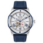 Orologio Automatico Bulova Blu Marine Star Crono Cinturino in Silicone Blu Uomo 98A225