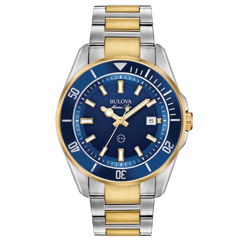 Orologio bulova uomo bicolore quadrante blu marine star sport 98B334