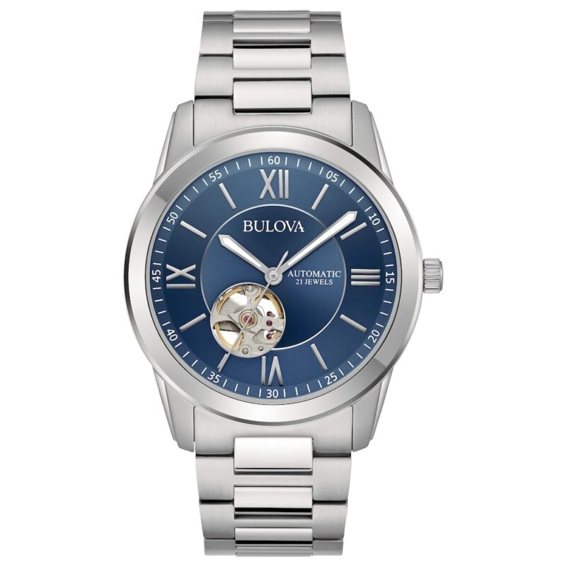 Orologio bulova uomo blu automatico collezione open heart Orologio Bulova solo tempo automatico da uomo collezione Open Heart 96A281