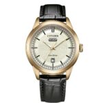 Orologio Solo Tempo in Pelle Nero Cassa Dorata Uomo Citizen DayDate AW0153-04A