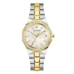Orologio Bulova Solo Tempo Bicolore Dorato Octagon Lady con Diamanti Donna 98R299