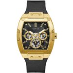 Orologio Guess Phoenix Uomo Dorato Multifunzione Rettangolare in Pelle Nero GW0202G1