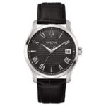 Orologio Bulova Nero con Numeri Romani in Pelle Nero Wilton Uomo 96B390