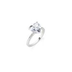 Anello Zircone Taglio Cuore e Contorno sul Gambo in Argento Donna Amen
