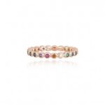 Anello Veretta in Argento Dorato con Zirconi Multicolor Donna Mabina