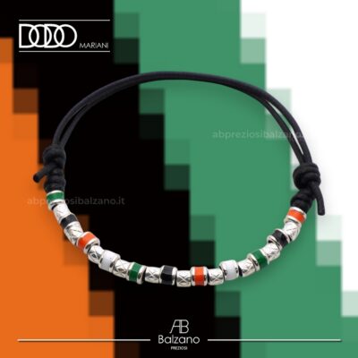 bracciale arancio nero verde in cordino cerato e pigne in argento 925 dodo mariani passione calcio ab preziosi balzano