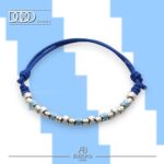 Bracciale BIANCO CELESTE in Cordino Cerato con Pigne in Argento 925 Dodo Mariani