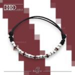 Bracciale BIANCO GRANATA in Cordino Cerato con Pigne in Argento 925 Dodo Mariani
