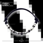 Bracciale BIANCO NERO in Cordino Cerato con Pigne in Argento 925 Dodo Mariani