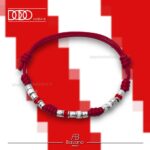 Bracciale BIANCO ROSSO in Cordino Cerato e Pigne in Argento 925 Dodo Mariani PC03