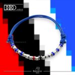 Bracciale BLU BIANCO ROSSO NERO in Cordino Cerato con Pigne in Argento 925 Dodo Mariani