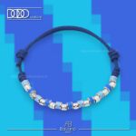 Bracciale CELESTE AZZURRO in Cordino Cerato con Pigne in Argento 925 Dodo Mariani