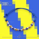 Bracciale GIALLO BLU Cordino Cerato con Pigne in Argento 925 Dodo Mariani