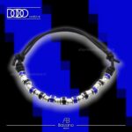 Bracciale NERO AZZURRO in Cotone Cerato e Pigne in Argento 925 Dodo Mariani