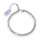 Bracciale Oro Bianco 18Kt Maglia Traversino Piatta Uomo