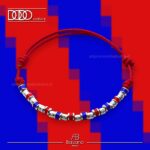 Bracciale ROSSO BLU in Cotone Cerato con Pigne in Argento 925 Dodo Mariani