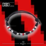 Bracciale ROSSO NERO in Cordino Cerato e Pigne in Argento 925 Dodo Mariani PC03