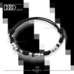 Bracciale BIANCO NERO in Cordino Cerato con Pigne in Argento 925 Dodo Mariani PC03