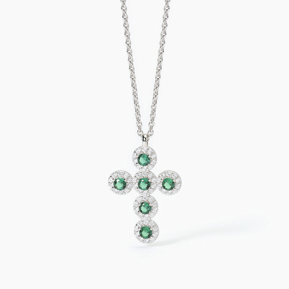 collana-croce-mabina-con-zirconi-verdi-e-bianchi-da-donna-tennis-553656.bmp Collana con Croce in Zirconi Bianchi e Tormalina Verde Donna Mabina - immagine 1