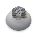Anello Oro Bianco 18kt Modello Treccia in Pavè Donna