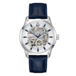 Orologio Automatico Bulova Sutton Skeleton in Pelle Blu Uomo 96A330