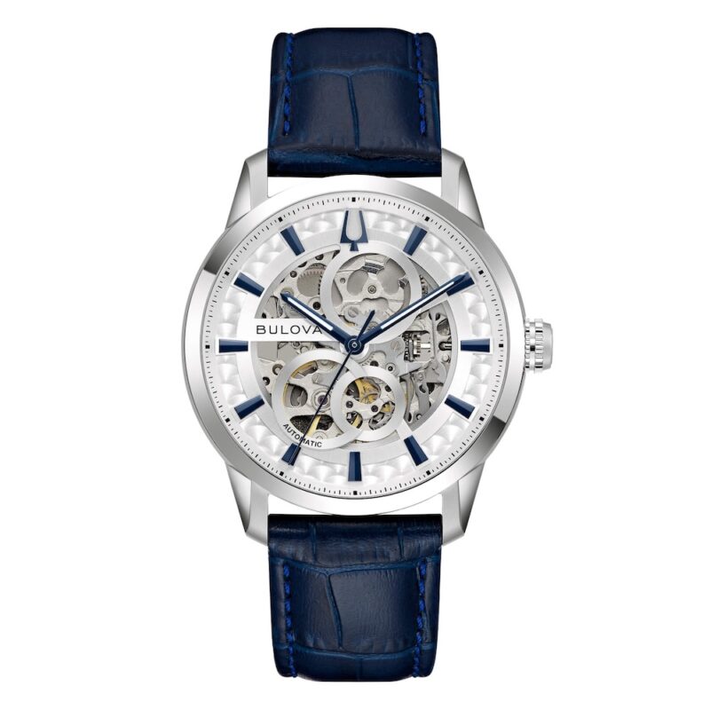 orologio bulova uomo sutton skeleton blu 40mm 96A330