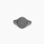 Anello in Argento Ovale con Borchie con Zirconi Neri Uomo Mabina