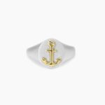 Anello in Argento Satinato con Ancora Dorata Regiolabile Uomo Mabina