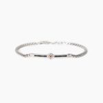 Bracciale Placca in Zirconi Neri e Rosa dei Venti Rosè Uomo Mabina