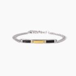 Bracciale Groumette e Piastra Centrale con Elemento Dorato Uomo Mabina