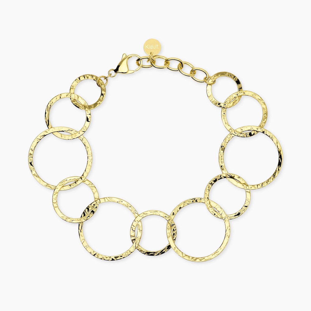 Bracciale-donna-dorato-maglia-larga-martellata-kidult-831245.jpg Bracciale in Acciaio Dorato Maglia Larga Martellata Donna Kidult - immagine 1