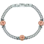 Bracciale Doppio Maglia Veneta con  Rosa dei Venti Rosè Uomo Sector Marine