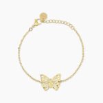 Bracciale in Acciaio Dorato Farfalla Centrale Donna Kidult