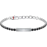 Bracciale Tennis con Pietre Nere e Piastra  Uomo Sector