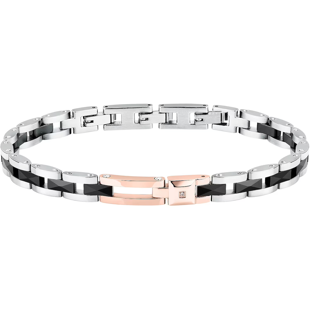 Bracciale-uomo-acciaio-e-ceramica-nera-con-diamante-sector-idea-regalo-per-lui-SAFR47-.png Bracciale Acciaio Ceramica Nera Elemento Rosè con Diamante Uomo Sector - immagine 1
