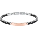 Bracciale Piastra Centrale Rosè e Ceramica Nera Uomo Sector Marine