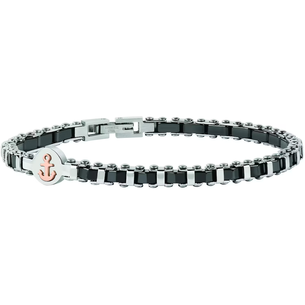 Bracciale-uomo-ancora-e-ceramica-nera-idea-regalo-per-lui-sector-marine-collezione-SAFR09.png Bracciale con Ceramica Nera e Ancora Uomo Sector Marine - immagine 1