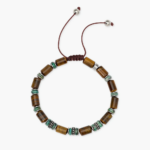 Bracciale in Nylon con Occhio di Tigre e Agata Verde Uomo Kidult