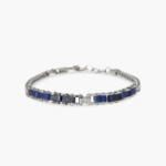 Bracciale in Acciaio Maglia Franco con Sodalite Blu Uomo Kidult