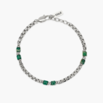 Bracciale in Acciaio Maglia Veneta e Diaspro Verde Uomo Kidult