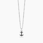 Collana in Argento Ancora in Zirconi Neri Uomo Mabina