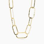 Collana in Acciaio Dorato Maglia Larga Martellata Donna Kidult