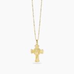 Collana in Argento Dorato Croce e Volto Sacro Uomo Mabina