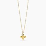 Collana in Acciaio Dorata con Fiore Centrale Martellato Donna Kidult