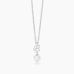 Collana in Argento Cascata di Zirconi e Perla Pendente Donna Mabina