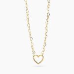 Collana in Acciaio Dorata Maglia Cuore con Cuore Donna Kidult