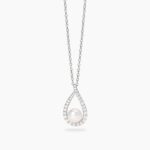 Collana in Argento con Pendente Goccia in Zirconi e Perla Donna Mabina