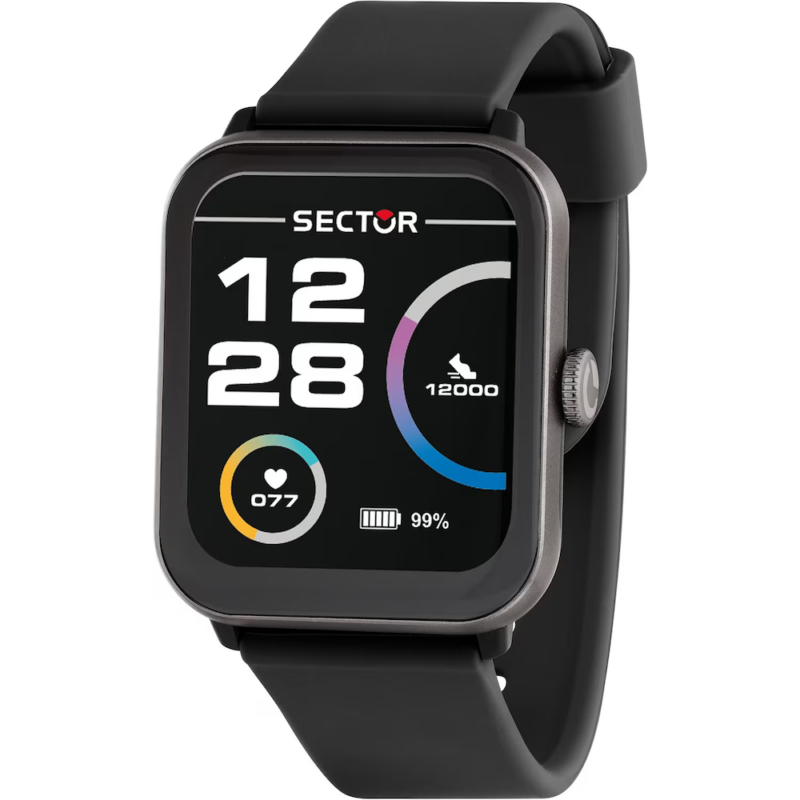 Smartwatch uomo economico nero con cinturino in silicone firmato sector idea regalo per lui R3251303003